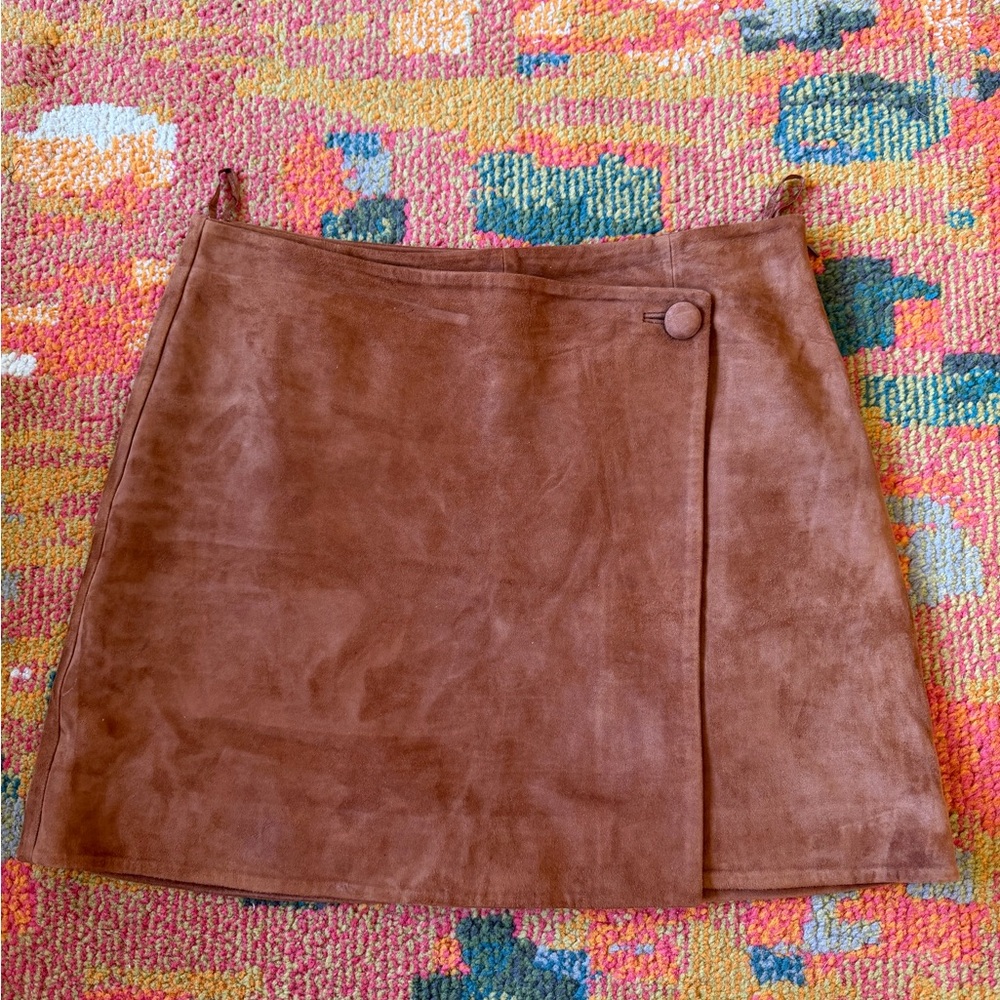 Sezane Brown Suede Mini Skirt